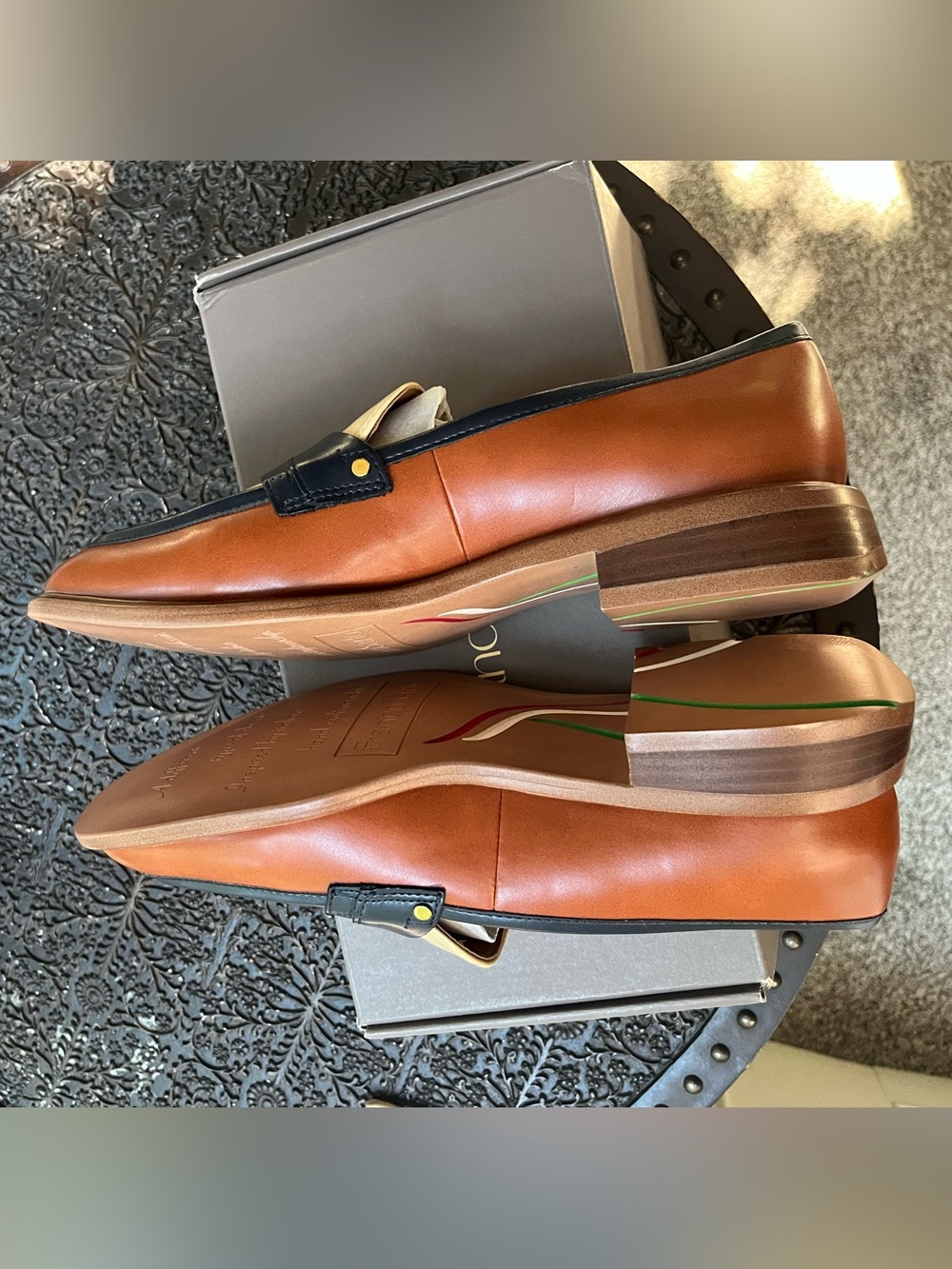 FRANCO SARTO EDITH 2 PENNY LOAFERS IN BISCUIT BROWN FAUX LEATHER 9.5 - Picture 10 of 12
